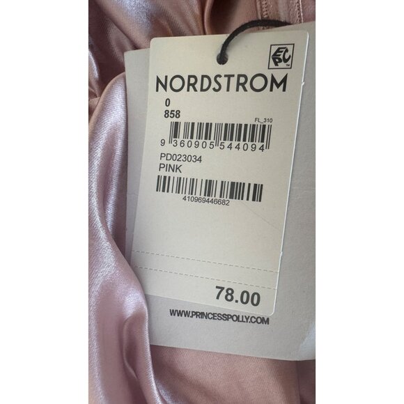 2/$30 NWT Princess Polly Pink Size 0 Ruched Satin Bow Mini Dress - Picture 13 of 16